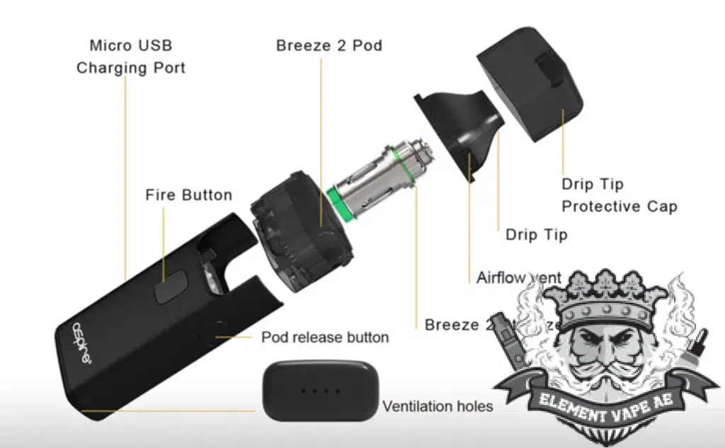 ⁦Aspire Breeze 2 AIO Starter Kit- 2/3ml & 1000mah⁩ - الصورة ⁦12⁩